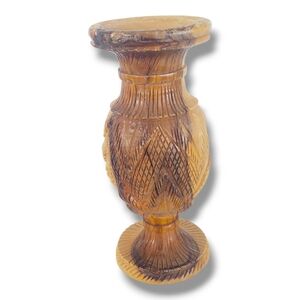 5.5 " Beautifully Carved OLIVE Wood Vase Urn, Made In Israel